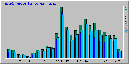 Hourly usage for January 2001