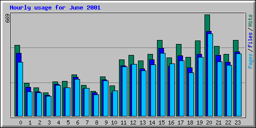 Hourly usage for June 2001